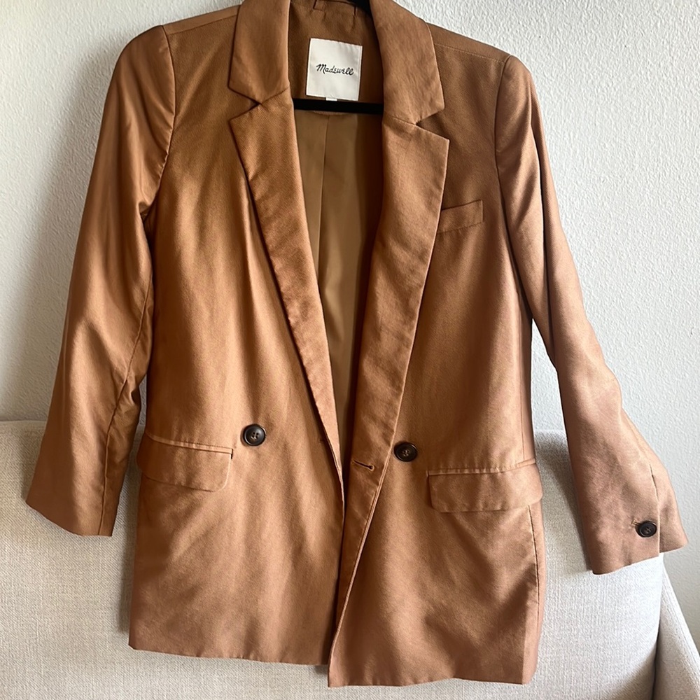 Madewell | The Relaxed Blazer in Softdrape Camel Oversized Jacket